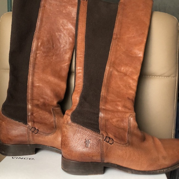 Frye Tall Cognac Boot with stretch calf - Picture 4 of 8